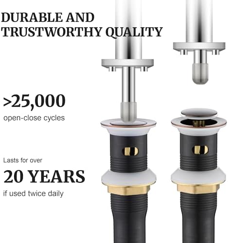 Pop up Sink Drain Stopper for Bathroom Vessel Vanity Sink Art Basin Oil Rubbed Bronze, Small Cap with Overflow, Metal Pop-up Drain Strainer with Detachable Basket Stopper - Image 5