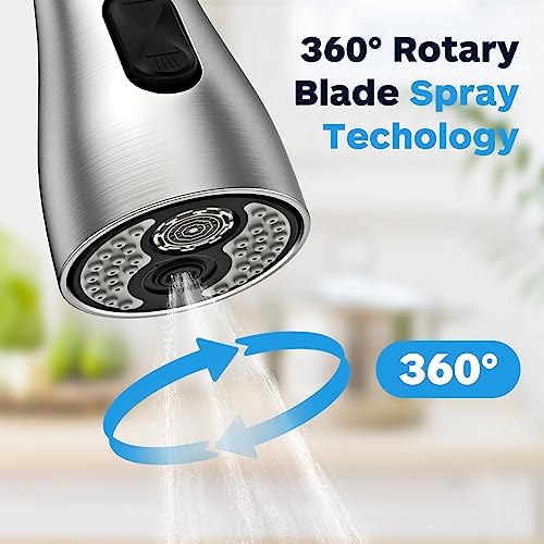 Kitchen Faucet Head Replacement 3 Modes with 17 Adapters, Pull Down Spray Head for Kitchen Faucet, Kitchen Sink Faucet Head G 1/2, Sprayer Head Replacement, Compatible with Moen，Delta, Kohler Faucets - Image 3