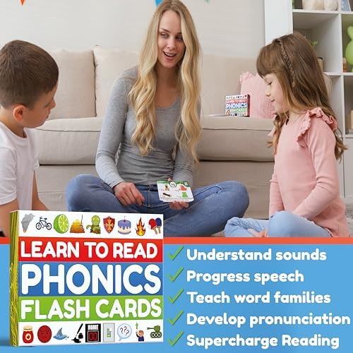 Phonics Flash Cards - Learn to Read in 20 Stages - Digraphs CVC Blends Long Vowel Sounds - Games for Kids Ages 4-8 Kindergarten First Second Grade Homeschool Educational Study Activity - Image 5