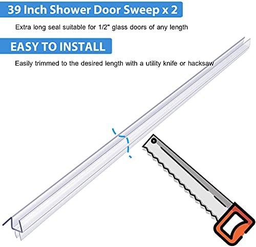 2-Pack Butecare Frameless Shower Door Bottom Seal for Glass Doors – Stop Shower Leaks and Create a Water Barrier (1/2” x 39”) - Image 4