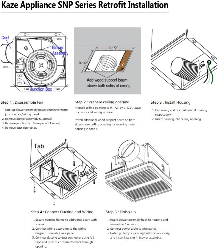 SNP100 | 100 CFM | 0.8 Sone | No Attic Access Required Bathroom Ventilation Exhaust Extractor Fan - Image 8
