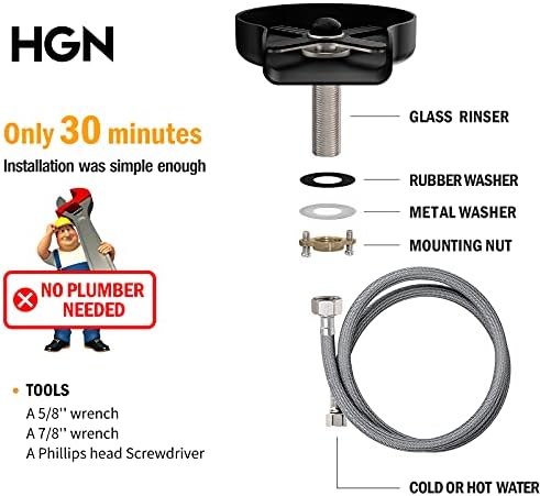 HGN Stainless Steel Glass Rinser for Kitchen Sinks,Metal Cup Washer, Kitchen Sink Cup Rinser,Kitchen Sink Accessories,Matte Black - Image 6