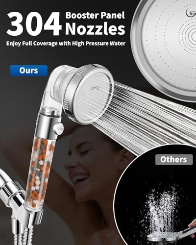 Luxsego Filtered Shower Head for Hard Water with Stop, High Pressure 4-Mode Shower Heads Built-in Power Spray to Clean Corner, Tub & Pets, Water Softener Handheld Shower to Remove Chlorine & Fluoride - Image 8