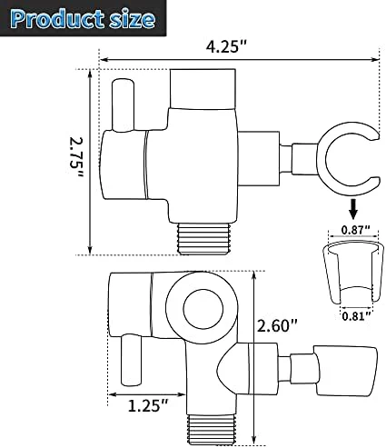 G-Promise Solid Metal Shower Arm Diverter with Holder for Hand Held Showerhead and Fixed Spray Head, G 1/2 3-Way Bathroom Universal Diverter System Replacement Part (Matte Black) - Image 4
