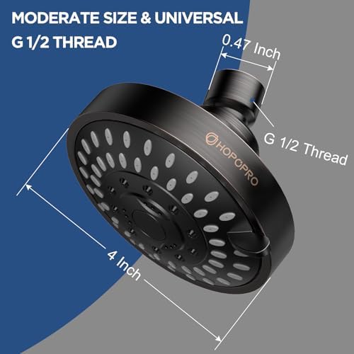 HOPOPRO 5-Mode High Pressure Shower Head - The Washington Post, NBC News, Today TV Show Recommended - High Flow Fixed Showerheads (4 Inch Oil Rubbed Bronze) - Image 3