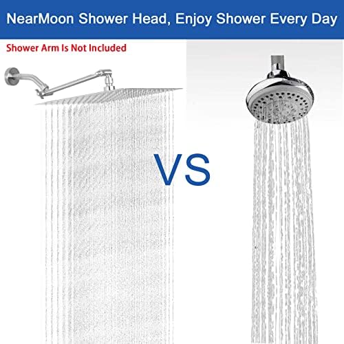 NearMoon Rain Shower Head, High Flow Stainless Steel Square Rainfall Shower, High Pressure Design, Awesome Shower Experience Even At Low Water Flow (10 Inch, Brushed Nickel) - Image 5