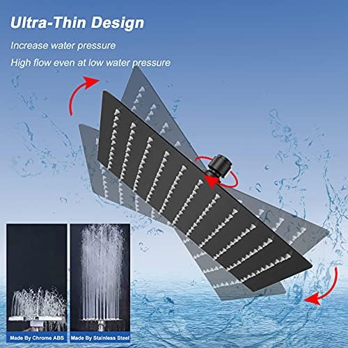 NearMoon Rain Shower Head, High Flow Stainless Steel Square Rainfall Shower, High Pressure Design, Awesome Shower Experience Even At Low Water Flow (10 Inch, Matte Black) - Image 2