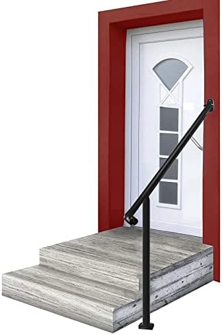 Metty Metal Handrails for Outdoor Steps Suitable for 1 to 5 Steps- Wrought Iron Stair Railing- Step Steady with 5 Feet Handrailing- Safe Indoor Home Banisters (Black-Single, 3 Step) - Image 2