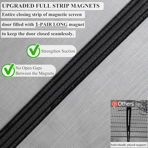 Magnetic Screen Door Upgraded-Model Full Strip Magnets,Fiberglass Heavy Duty Mesh,Retractable Door Screen Magnetic Closure for Single Front Sliding Door - Image 3