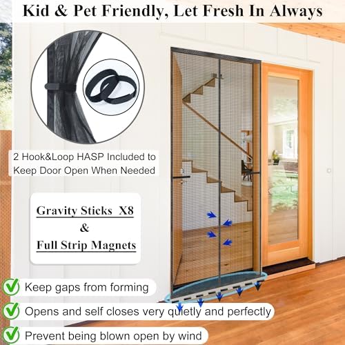 Magnetic Screen Door Upgraded-Model Full Strip Magnets,Fiberglass Heavy Duty Mesh,Retractable Door Screen Magnetic Closure for Single Front Sliding Door - Image 7