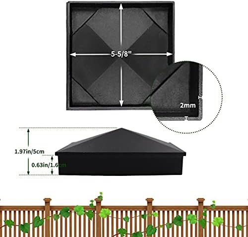 Azdele 6x6 Aluminum Pyramid Post Caps Cover for 6x6 Nominal Wood Post(Actual 5.5" x 5.5" Wood Post), with Matte Finish Powder Coated Surface, for Fences Wood Post of Decks or Corridors(Black, 4Pack) - Image 3