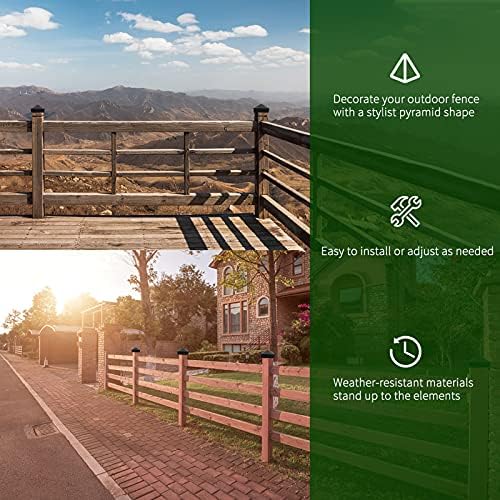 Azdele 6x6 Aluminum Pyramid Post Caps Cover for 6x6 Nominal Wood Post(Actual 5.5" x 5.5" Wood Post), with Matte Finish Powder Coated Surface, for Fences Wood Post of Decks or Corridors(Black, 4Pack) - Image 5