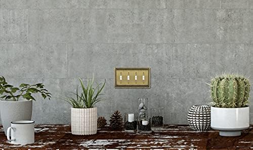 Henne Bery Sunken Pearls Heavy Duty Decorative Wall Plate Switch Plate Outlet Cover (Quad Toggle, Antique Brass) - Image 5