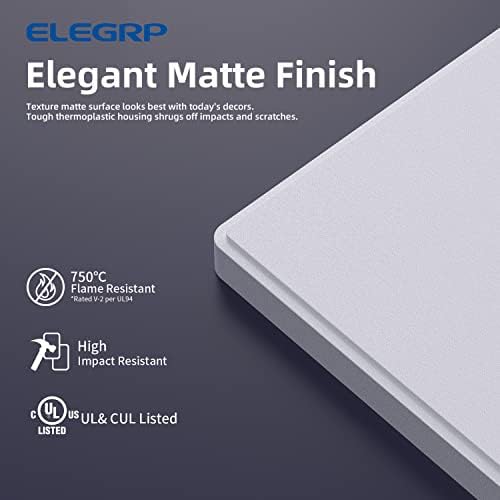 ELEGRP 3-Gang Screwless Decorative Wall Plates, Mid-Size Unbreakable Thermoplastic Faceplate Cover for Decorator Receptacle Outlet Switch, UL Listed (5 Pack, Matte White) - Image 2