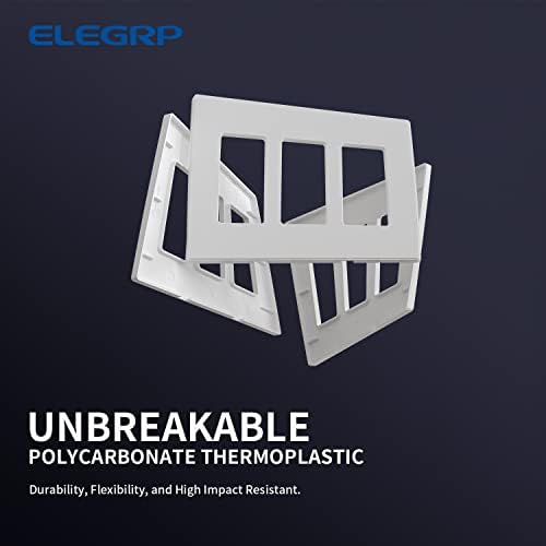 ELEGRP 3-Gang Screwless Decorative Wall Plates, Mid-Size Unbreakable Thermoplastic Faceplate Cover for Decorator Receptacle Outlet Switch, UL Listed (5 Pack, Matte White) - Image 4