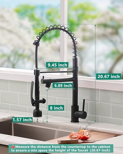 Fapully Black Kitchen Faucet with Pull Down Sprayer,Commercial LED Kitchen Faucet,Single Handle Single Hole Kitchen Sink Faucets - Image 4