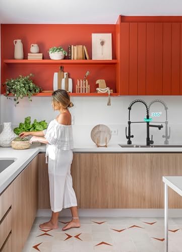 Fapully Black Kitchen Faucet with Pull Down Sprayer,Commercial LED Kitchen Faucet,Single Handle Single Hole Kitchen Sink Faucets - Image 6