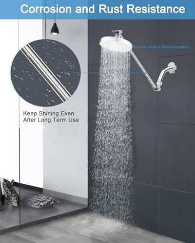 11 Inch Adjustable Shower Head Extension Arm With Locking Set Screw, Singing Rain Solid Brass Chrome Angle Height Adjustable, Easy To Install, G1/2 Universal Connector Compatible (Chrome Finish) - Image 9