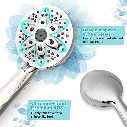 6-Setting Shower Head with Handheld, JDO High Pressure Hand held Shower Head, 4.7 Inch Chrome Detachable Showerhead Set with 59 Inch Stainless Steel Hose and Adjustable Showerhead Holder - Image 3