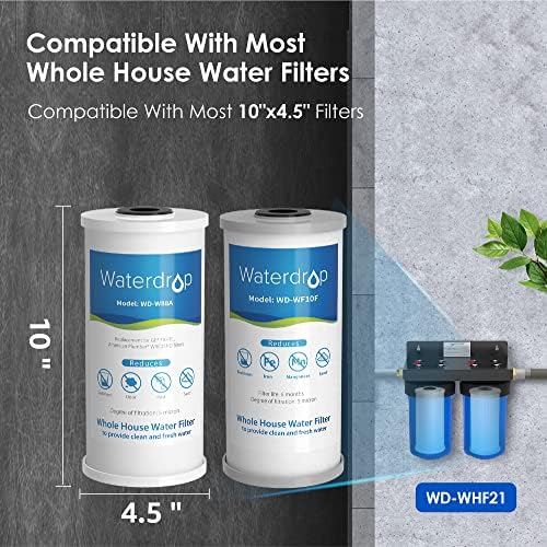 Waterdrop Whole House Water Filter, Carbon Filter, Reduce Iron & Manganese Filter Cartridge, Replacement for GE GXWH40L, FXHTC, Ispring, Culligan® RFC-BBSA, Whirlpool®, Any 10" x 4.5" System, 5 Micron - Image 8