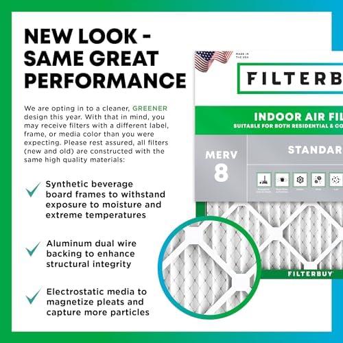 Filterbuy 20x25x1 Air Filter MERV 8 Dust Defense (3-Pack), Pleated HVAC AC Furnace Air Filters Replacement (Actual Size: 19.50 x 24.50 x 0.75 Inches) - Image 3
