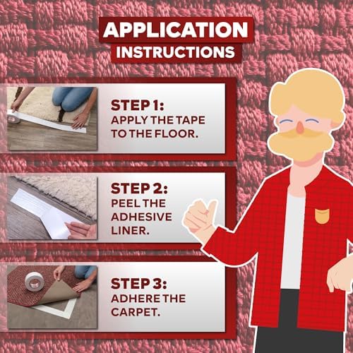 XFasten Double Sided Carpet Tape for Area Rugs 2 Inch x 60 Yards, Residue-Free Carpet Tiles Tape, Removable Heavy-Duty Rug Pad Gripper for Hardwood, Vinyl Flooring Underlayments, Laminate- Wood-Safe - Image 6
