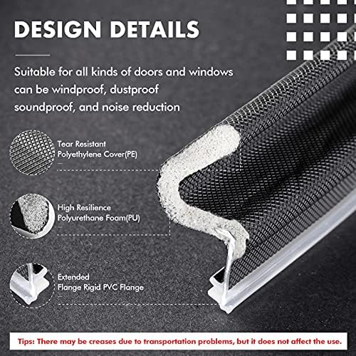 BBTO Weather Stripping Door Seal Strip Kerf Soundproof Strip V-Shaped Q Foam Weather Stripping Exterior Door Frame for Summer Windows Large Gap Seal and Easy Installation(40 Feet,Black) - Image 3