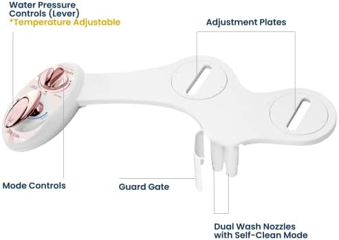 LUXE Bidet NEO 320 - Hot and Cold Water, Self-Cleaning, Dual Nozzle, Non-Electric Bidet Attachment for Toilet Seat, Adjustable Water Pressure, Rear and Feminine Wash, Lever Control (Rose Gold) - Image 7