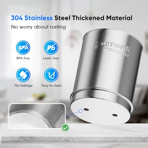 Purewell 8-Stage 0.01μm Ultra-Filtration Water Filter System, 304 Stainless Steel Countertop System with 4 Filters, Metal Water Level Spigot and Stand, Reduce Fluoride and Chlorine, 2.25G, PW-OB-CF - Image 6