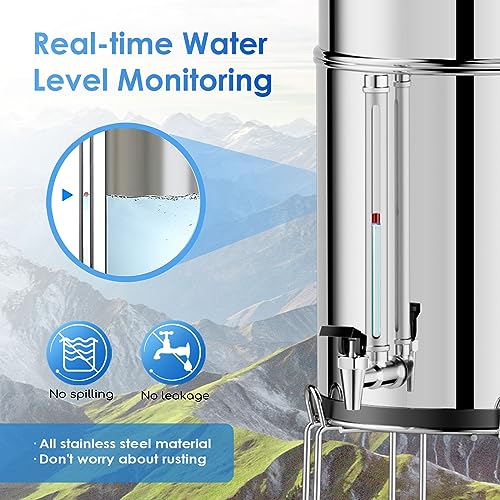 Purewell 8-Stage 0.01μm Ultra-Filtration Water Filter System, 304 Stainless Steel Countertop System with 4 Filters, Metal Water Level Spigot and Stand, Reduce Fluoride and Chlorine, 2.25G, PW-OB-CF - Image 8
