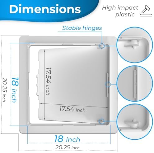 Access Panel for Drywall - 18 x 18 inch - Wall Hole Cover - Access Door - Plumbing Access Panel for Drywall - Heavy Durable Plastic White - Image 2