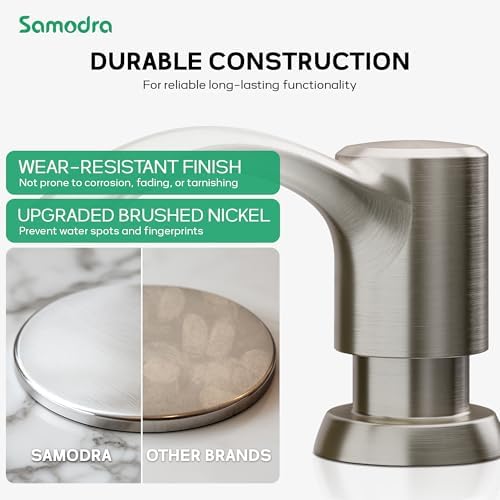 SAMODRA Built-in Kitchen Sink Soap Dispenser (Brushed Nickel) with 39" Extended Tube Kit, Upgraded Leak-Proof Design, No More Messy Refill - Image 5