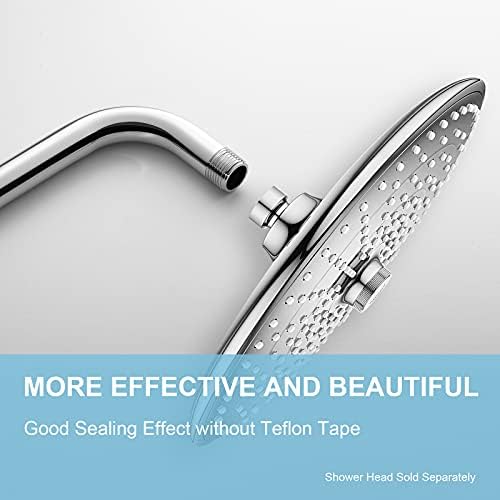 OFFO Shower Arm with Flange, 16 Inches Wall Mount Replacement Angle Shower Head Arm Wall-Mounted For Fixed Shower Head & Handheld Showerhead, Chrome - Image 2