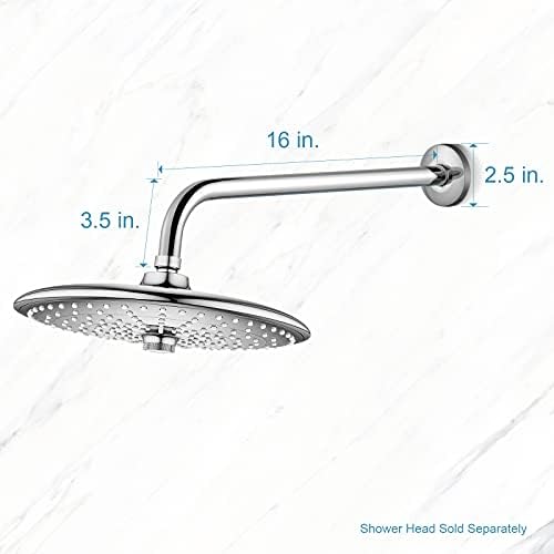 OFFO Shower Arm with Flange, 16 Inches Wall Mount Replacement Angle Shower Head Arm Wall-Mounted For Fixed Shower Head & Handheld Showerhead, Chrome - Image 5