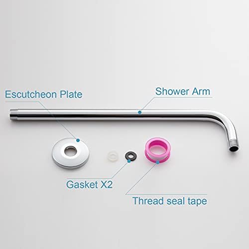 OFFO Shower Arm with Flange, 16 Inches Wall Mount Replacement Angle Shower Head Arm Wall-Mounted For Fixed Shower Head & Handheld Showerhead, Chrome - Image 6