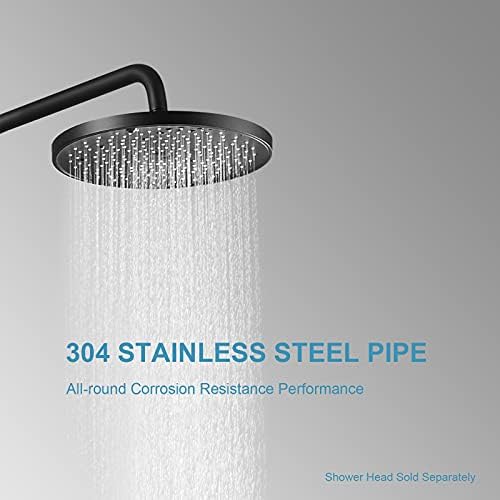 OFFO Shower Arm with Flange, 16 Inches Wall Mount Replacement Angle Shower Head Arm Wall-Mounted For Fixed Shower Head & Handheld Showerhead, Matte Black - Image 3