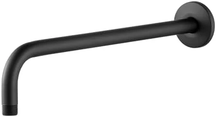 OFFO Shower Arm with Flange, 12 Inches Wall Mount Replacement Angle Shower Head Arm Wall-Mounted For Fixed Shower Head & Handheld Showerhead, Matte Black