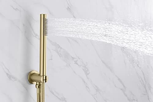 SUMERAIN Shower System with Tub Spout and Handheld Shower, Brass Rain Shower Tub Set with 8 Inches Shower Head and Rough in Valve Brushed Gold - Image 8