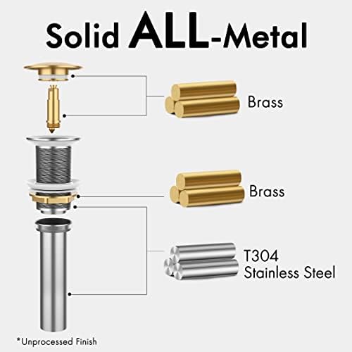 KES Black Sink Drain Without Overflow, Bathroom Sink Stopper, Pop Up Drain Vessel Sink, 2 Pack, Matte Black, All Metal Rustproof Brass and 304 Stainless Steel, S2008D-BK-P2 - Image 2