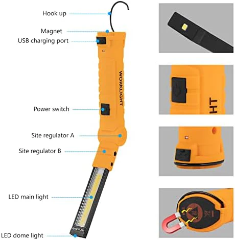 Tool Gifts for Men,Rechargeable LED Work Lights 2-Pack, Magnetic Base, Christmas Gifts for Him, Dad, Handyman - 5 Lighting Modes for Car Repair, Grill, Outdoor Use - Image 2
