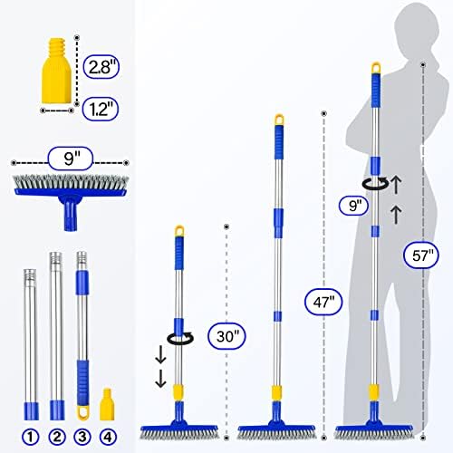 ITTAR Grout Brush with Long Adjustable Handle, Swivel Scrub Brush, V-Shape Grout Line Scrubber with Stiff Bristle for Deep Cleaning Tile Grout, Shower, Kitchen, Hard-to-Reach Corners - Image 3