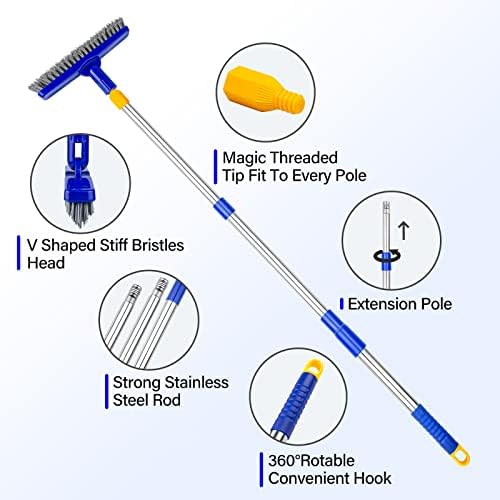 ITTAR Grout Brush with Long Adjustable Handle, Swivel Scrub Brush, V-Shape Grout Line Scrubber with Stiff Bristle for Deep Cleaning Tile Grout, Shower, Kitchen, Hard-to-Reach Corners - Image 4