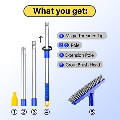 ITTAR Grout Brush with Long Adjustable Handle, Swivel Scrub Brush, V-Shape Grout Line Scrubber with Stiff Bristle for Deep Cleaning Tile Grout, Shower, Kitchen, Hard-to-Reach Corners - Image 9