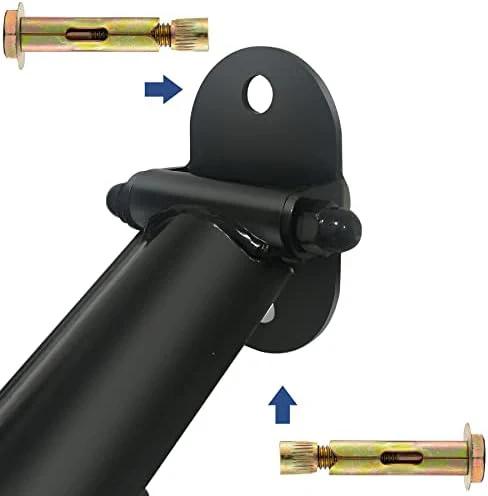 Metty Metal Handrails for Outdoor Steps Suitable for 1 to 5 Steps- Wrought Iron Stair Railing- Step Steady with 5 Feet Handrailing- Safe Indoor Home Banisters (Black-Single, 2 Step) - Image 8