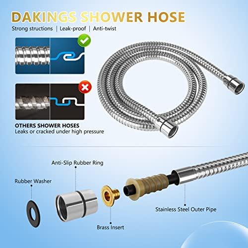 6 Spray Modes High Pressure Handheld Showerhead Set Upgraded 5 Inches Shower Head with Handheld Spray Premium Chrome Handheld Shower Head 60 Inches Stainless Steel Hose-1-Min Install - Image 4