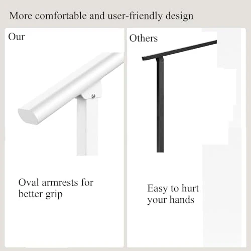 Metty Metal Handrails for Outdoor Steps Suitable for 1 to 5 Steps- Wrought Iron Stair Railing- Step Steady with 5 Feet Handrailing- Safe Indoor Home Banisters (5 Step) - Image 2