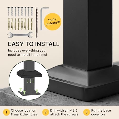 Metty Metal Handrails for Outdoor Steps Suitable for 1 to 5 Steps- Wrought Iron Stair Railing- Step Steady with 5 Feet Handrailing- Safe Indoor Home Banisters (5 Step) - Image 7
