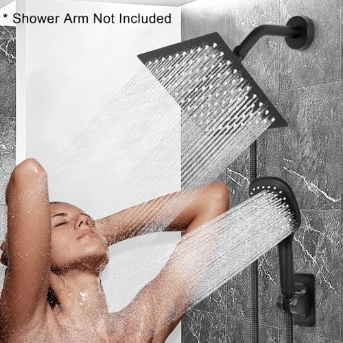 NearMoon Shower Head with Hose, High Pressure Stainless Steel Rain Shower and 3 Settings Handheld Spray Combo with Push Button Flow Control (8 Inch Showerhead Set, Matte Black) - Image 6