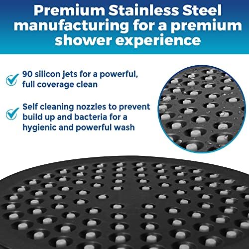 High Pressure Shower Head - Anti-Clogging Silicone Nozzles - 2.5 GPM Removable Restrictor - Easy to Clean Adjustable Replacement - easy to install with Plumbers Tape - 6 inch - Matte Black Finish - Image 5