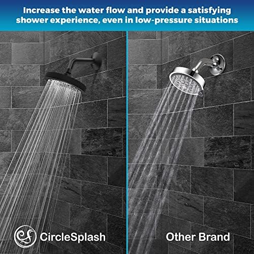 High Pressure Shower Head - Anti-Clogging Silicone Nozzles - 2.5 GPM Removable Restrictor - Easy to Clean Adjustable Replacement - easy to install with Plumbers Tape - 6 inch - Matte Black Finish - Image 6
